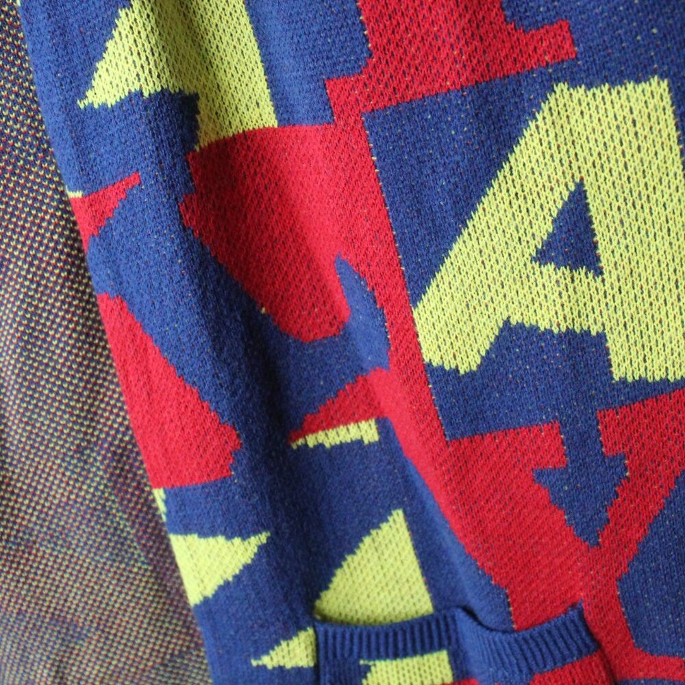 Lazy Oaf Open Front Cardigan Size S/M Red Yellow … - image 4